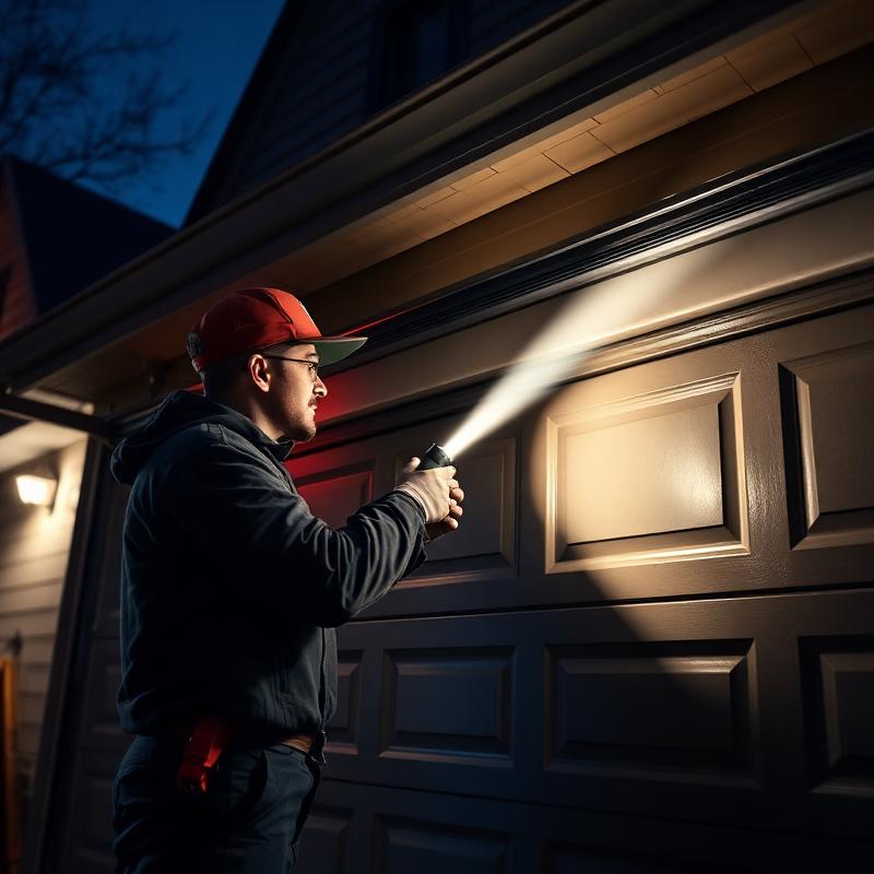 Emergency garage door repair service at night